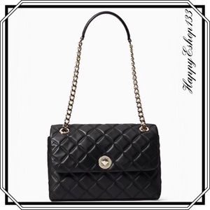 ♠️ kate spade ♠️ Natalia Smooth Leather Medium Flap Shoulder Bag, Black(001)